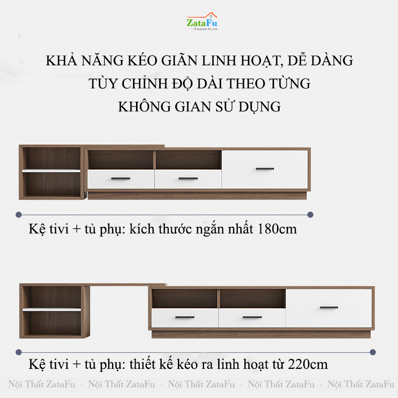 Combo Bàn Trà Sofa, Kệ Tủ Tivi Phòng Khách Thiết Kế Hiện Đại Gỗ MDF BSF-42 ZataFu