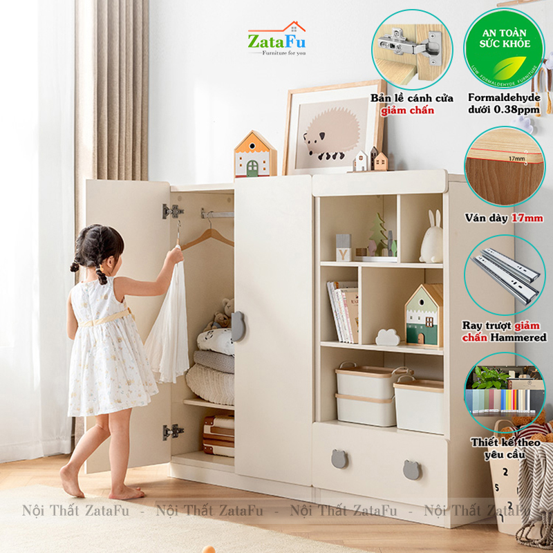 Tủ lưu trữ quần áo, tủ quần áo nhiều phân loại cho bé TQA-57