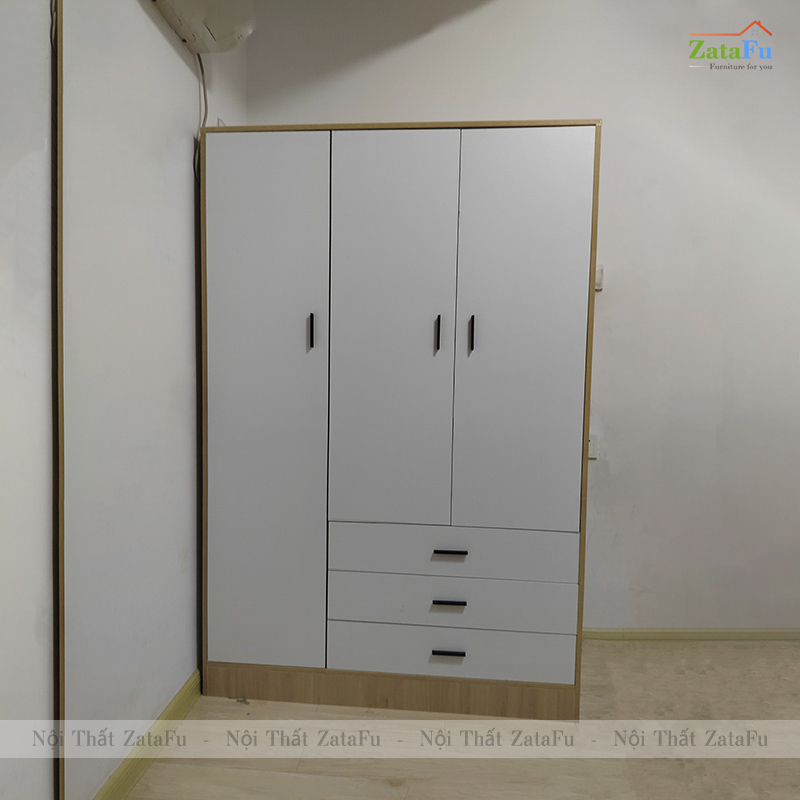 Tủ Quần Áo 3 Cánh Gỗ MDF Thiết Kế Hiện Đại Kèm Ngăn Kéo Dùng Ray Trượt Giảm Chấn Cao Cấp TQA-64