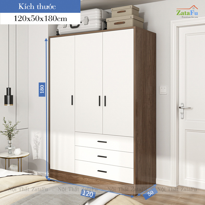 Tủ Áo Quần Gỗ 3 Cánh Có Nhiều Ngăn Xếp Đồ Và 3 Ngăn Kéo TQA-65