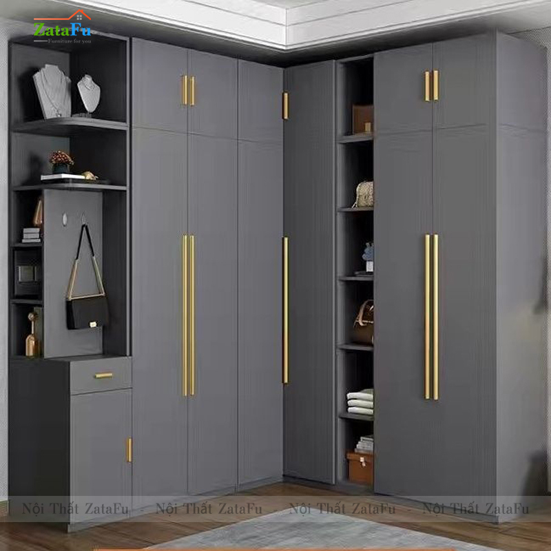 Tủ quần áo góc L cao cấp nhiều phân loại kết hợp sang trọng TQA-21