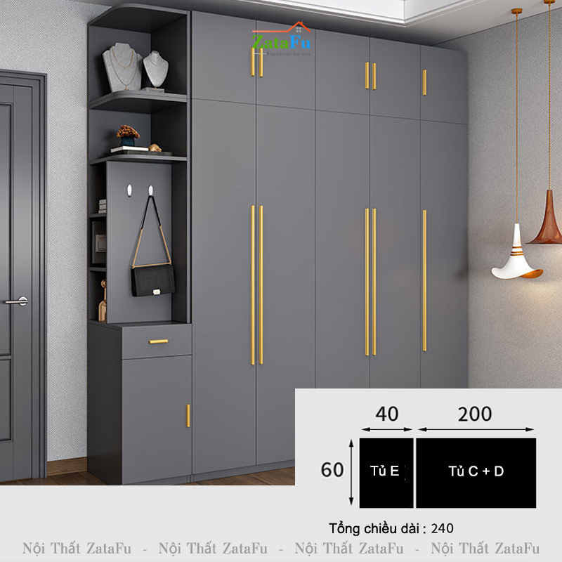 Tủ quần áo góc L cao cấp nhiều phân loại kết hợp sang trọng TQA-21