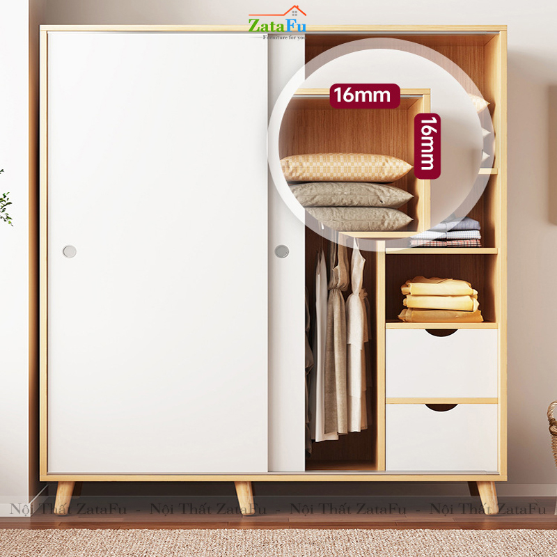 Tủ quần áo cửa trượt chân gỗ TQA-06