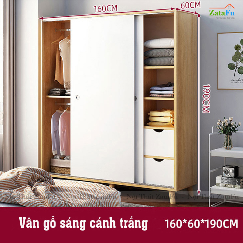 Tủ quần áo cửa trượt chân gỗ TQA-06