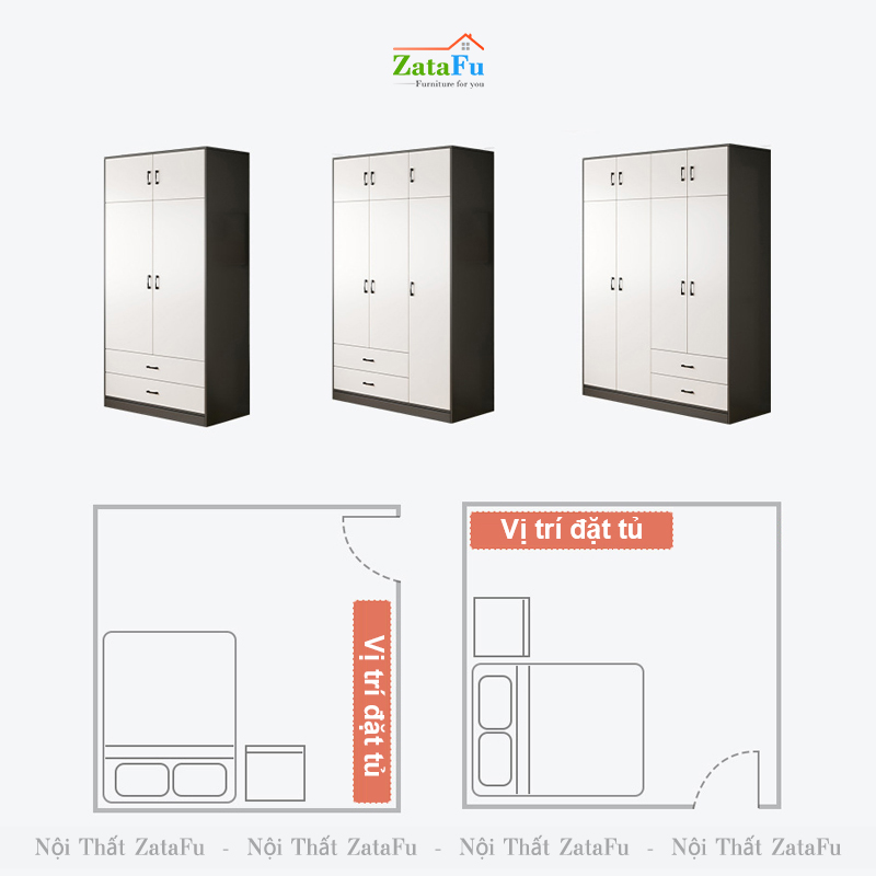 Tủ quần áo gỗ công nghiệp thiết kế hiện đại TQA-42