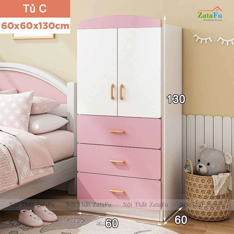 Tủ quần áo gỗ xinh xắn trang trí phòng ngủ cho bé TQA-17