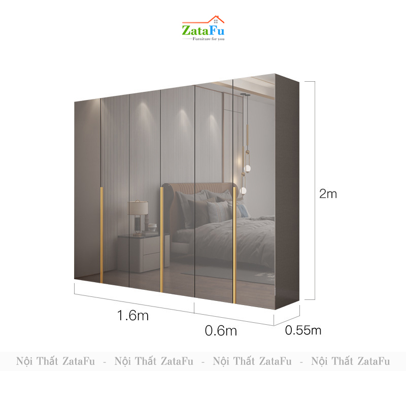 Tủ quần áo gỗ phối hợp sang trọng cho phòng ngủ TQA-27