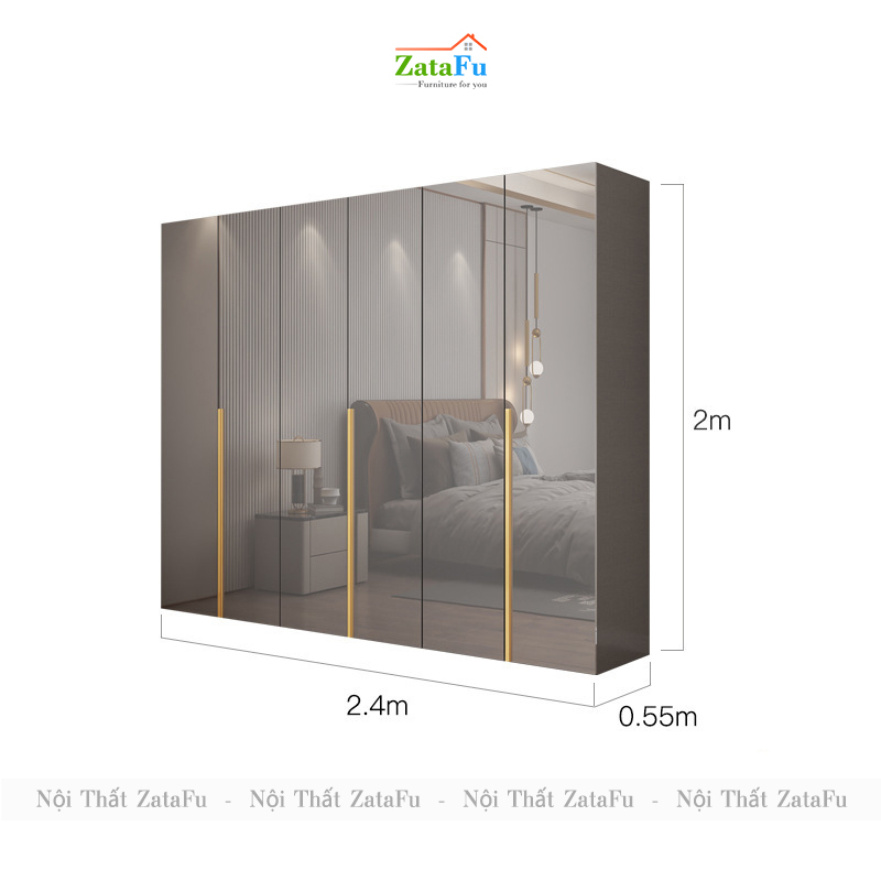 Tủ quần áo gỗ phối hợp sang trọng cho phòng ngủ TQA-27