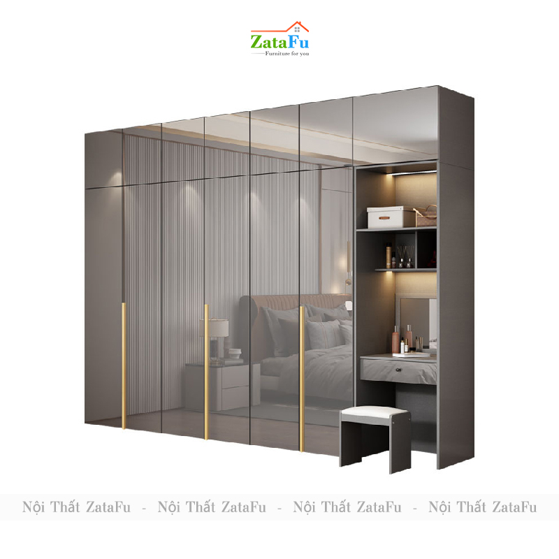 Tủ quần áo gỗ phối hợp sang trọng cho phòng ngủ mẫu 2 TQA-28