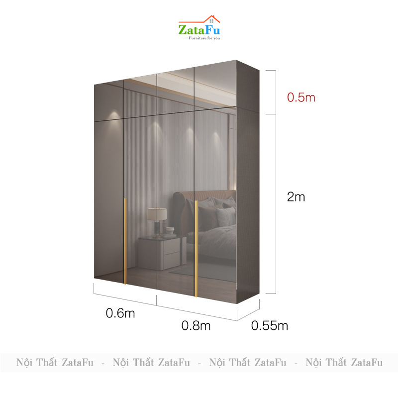 Tủ quần áo gỗ phối hợp sang trọng cho phòng ngủ mẫu 2 TQA-28