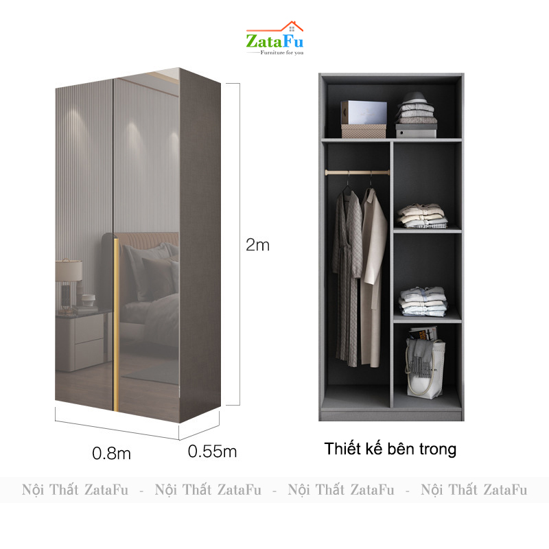 Tủ quần áo gỗ phối hợp sang trọng cho phòng ngủ TQA-27