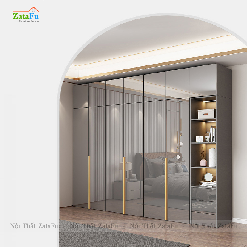 Tủ quần áo gỗ phối hợp sang trọng cho phòng ngủ mẫu 2 TQA-28