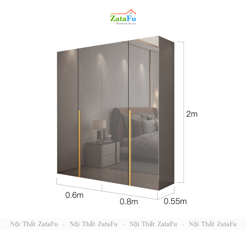 Tủ quần áo gỗ phối hợp sang trọng cho phòng ngủ TQA-27