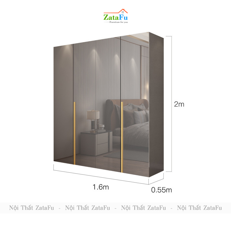 Tủ quần áo gỗ phối hợp sang trọng cho phòng ngủ TQA-27