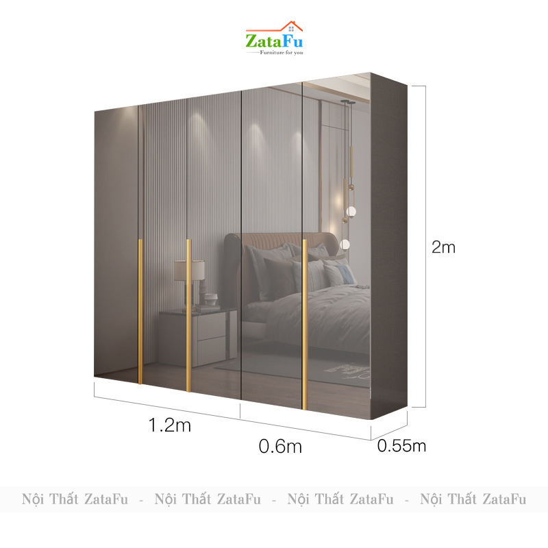 Tủ quần áo gỗ phối hợp sang trọng cho phòng ngủ TQA-27