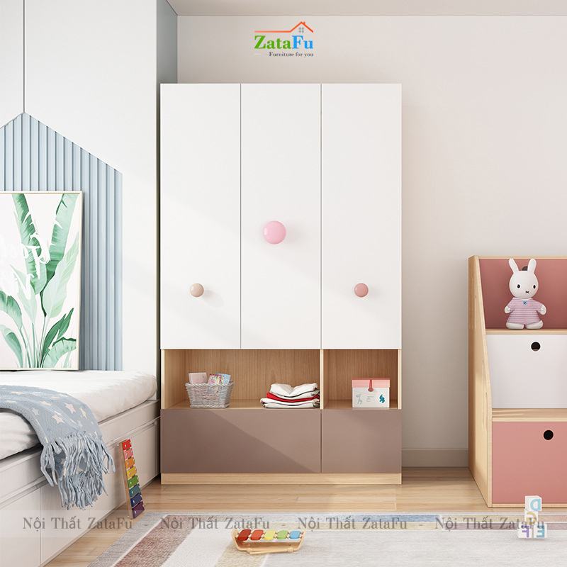 Tủ Quần Áo Gỗ Thông Minh Trang Trí Phòng Ngủ Cho Bé TQA-47