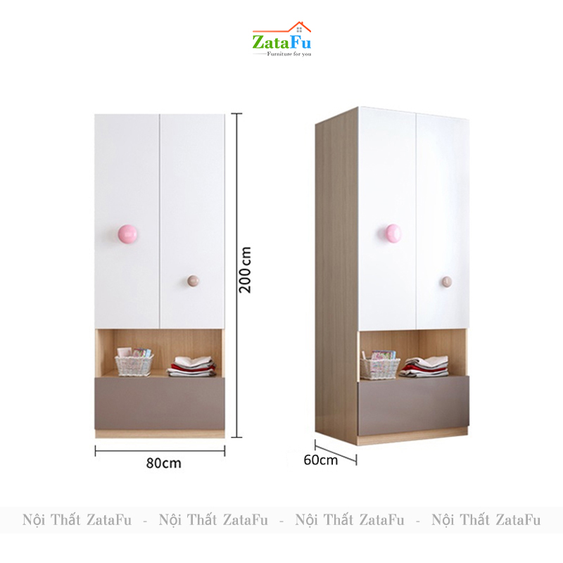 Tủ Quần Áo Gỗ Thông Minh Trang Trí Phòng Ngủ Cho Bé TQA-47