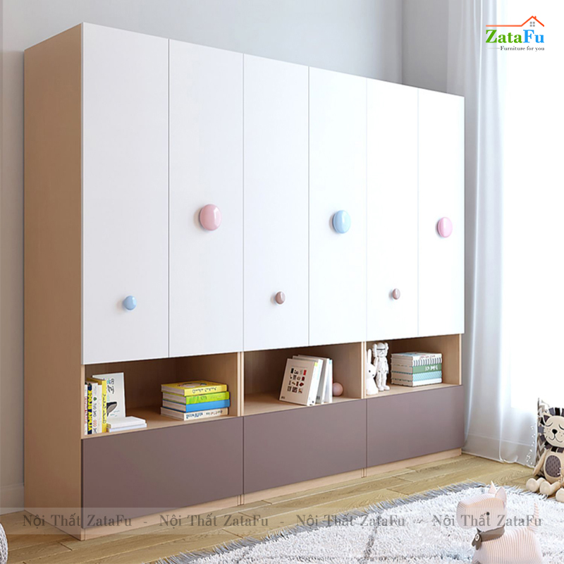 Tủ Quần Áo Gỗ Thông Minh Trang Trí Phòng Ngủ Cho Bé TQA-47