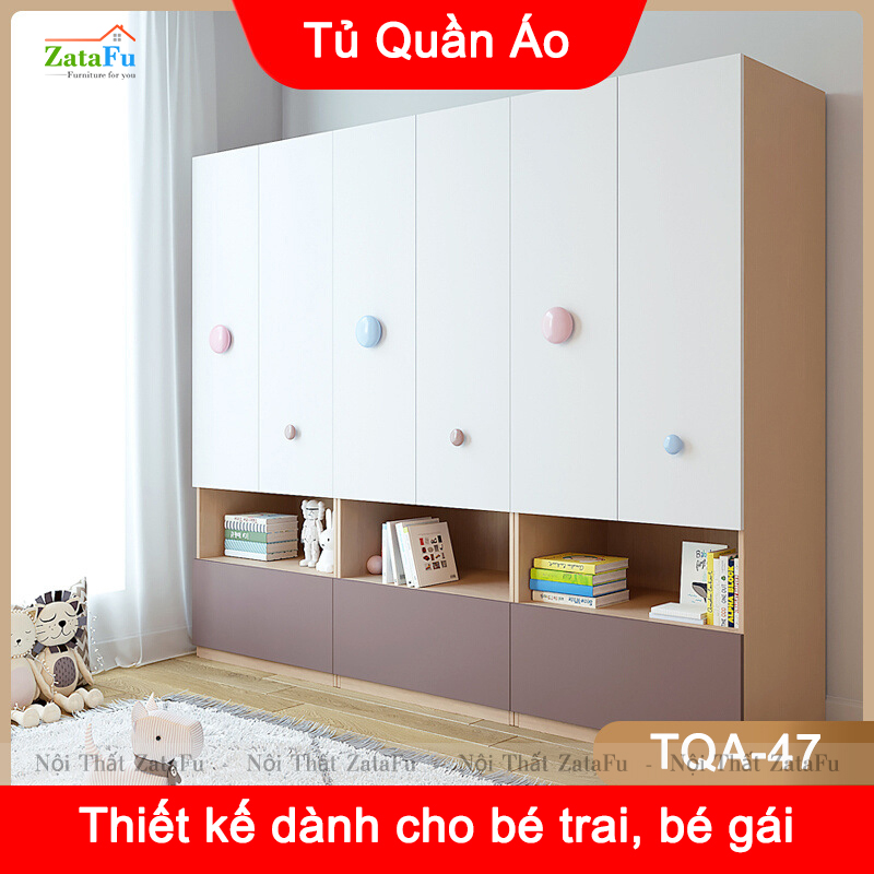 Tủ Quần Áo Gỗ Thông Minh Trang Trí Phòng Ngủ Cho Bé TQA-47