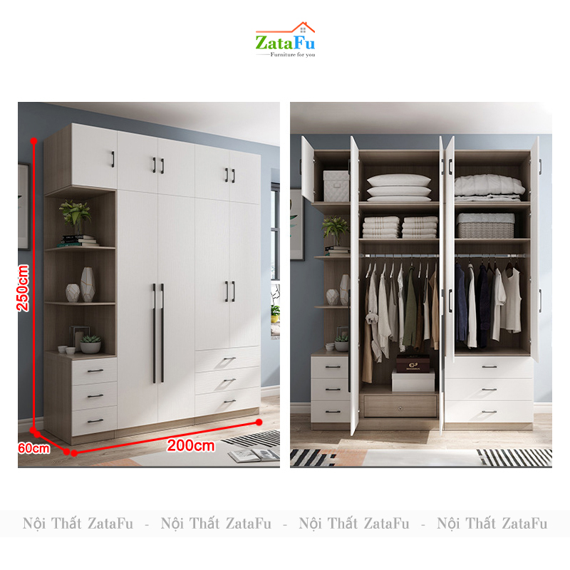 Tủ quần áo đẹp bằng gỗ hiện đại TQA-15