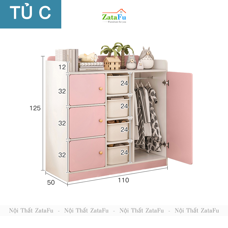 Tủ Quần Áo Xinh Xắn Trang Trí Không Gian Phòng Ngủ Cho Bé TQA-46