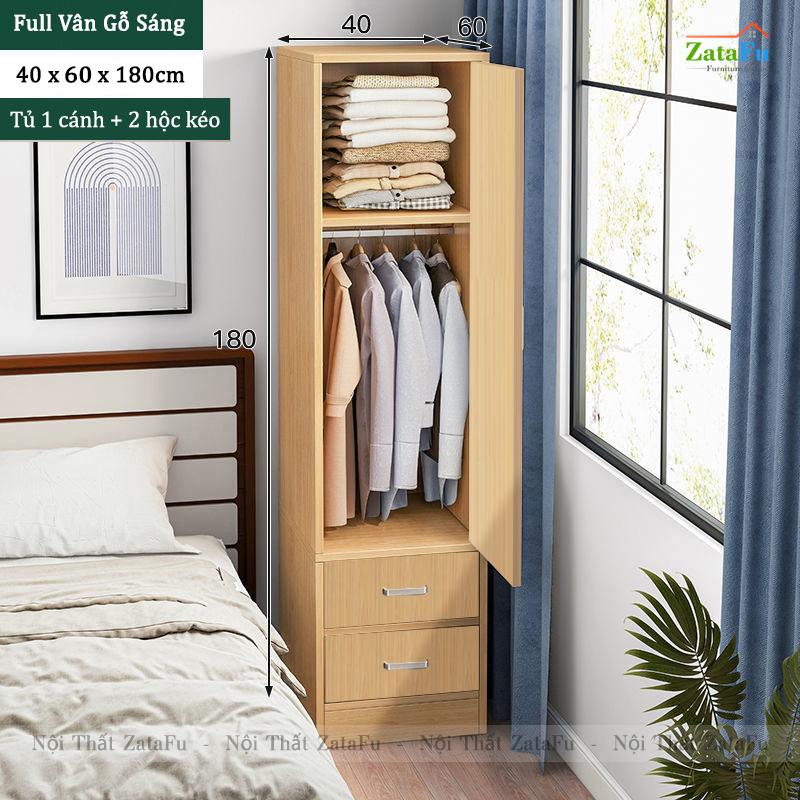 Tủ quần áo 1 buồng kiểu dáng đơn giản TQA-20