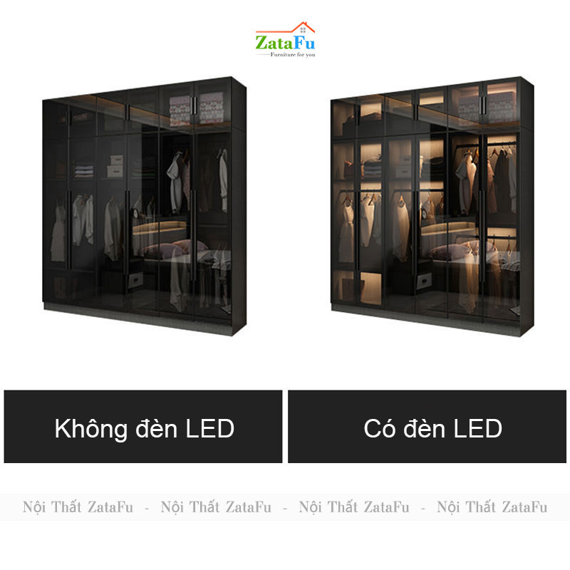 Tủ quần áo buồng kính đèn LED cao cấp TQA-34