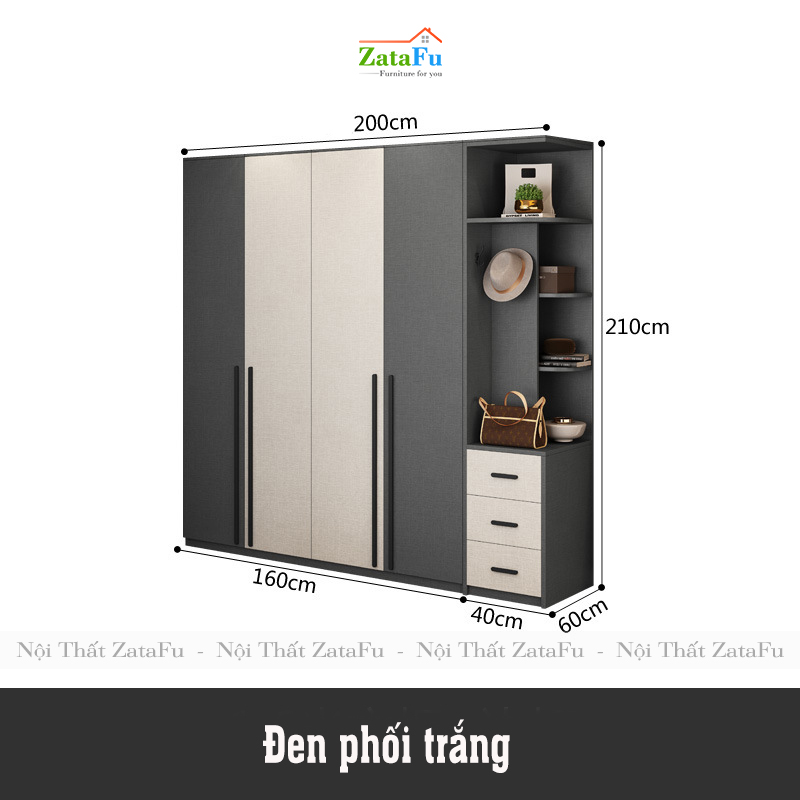 Tủ quần áo đẹp hiện đại TQA-14