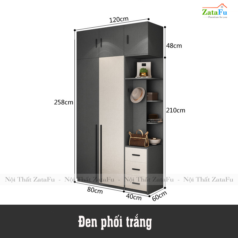 Tủ quần áo đẹp hiện đại TQA-14