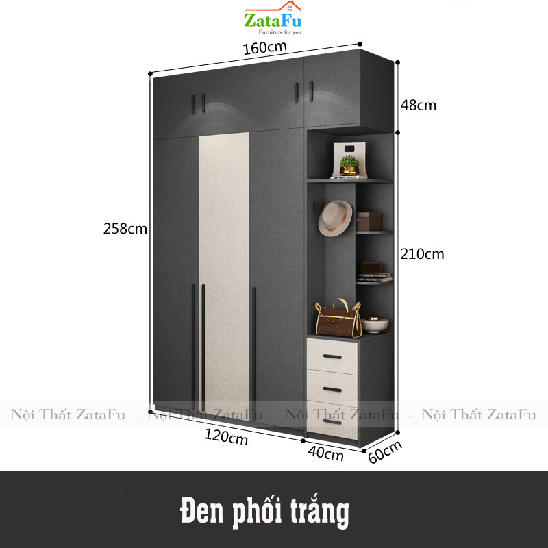 Tủ quần áo đẹp hiện đại TQA-14