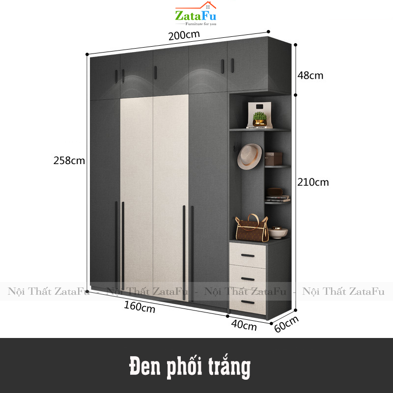 Tủ quần áo đẹp hiện đại TQA-14