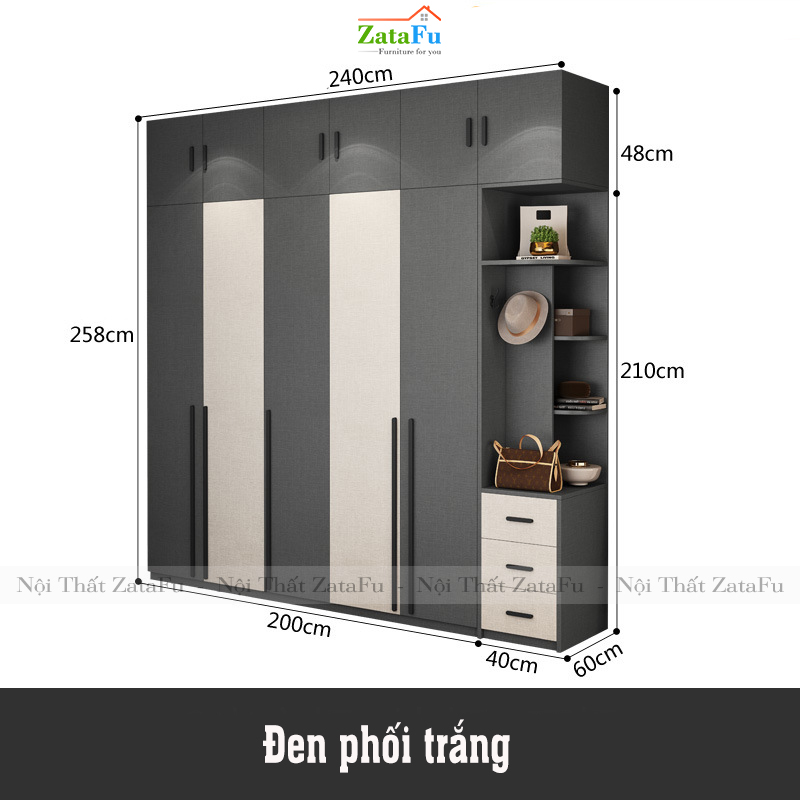 Tủ quần áo đẹp hiện đại TQA-14