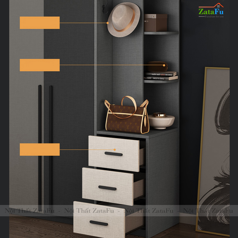 Tủ quần áo đẹp hiện đại TQA-14
