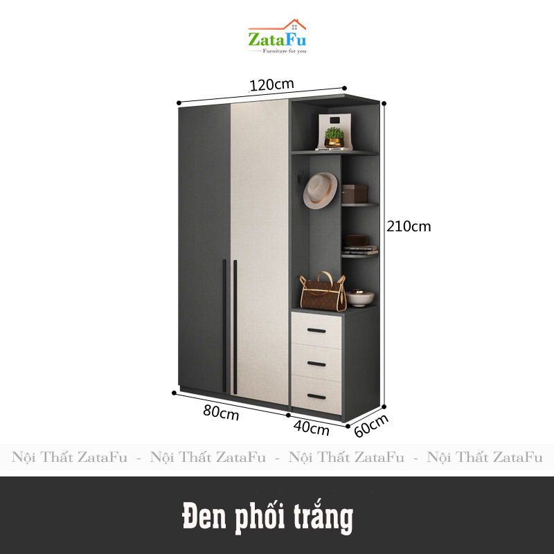 Tủ quần áo đẹp hiện đại TQA-14