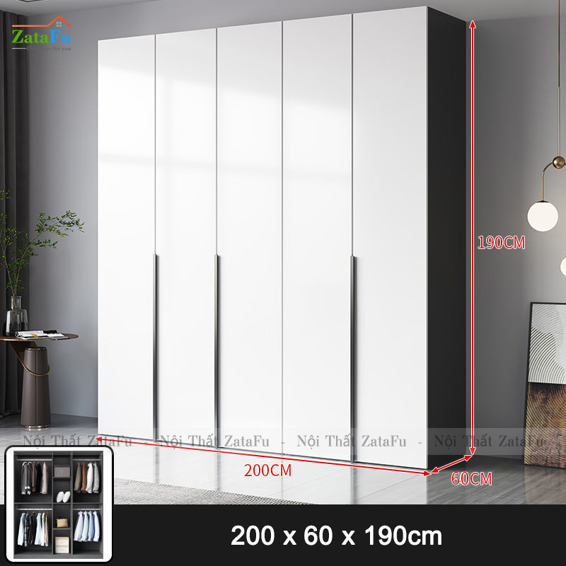 Tủ quần áo gương kết hợp đèn led sang trọng cho không gian phòng ngủ TQA-32