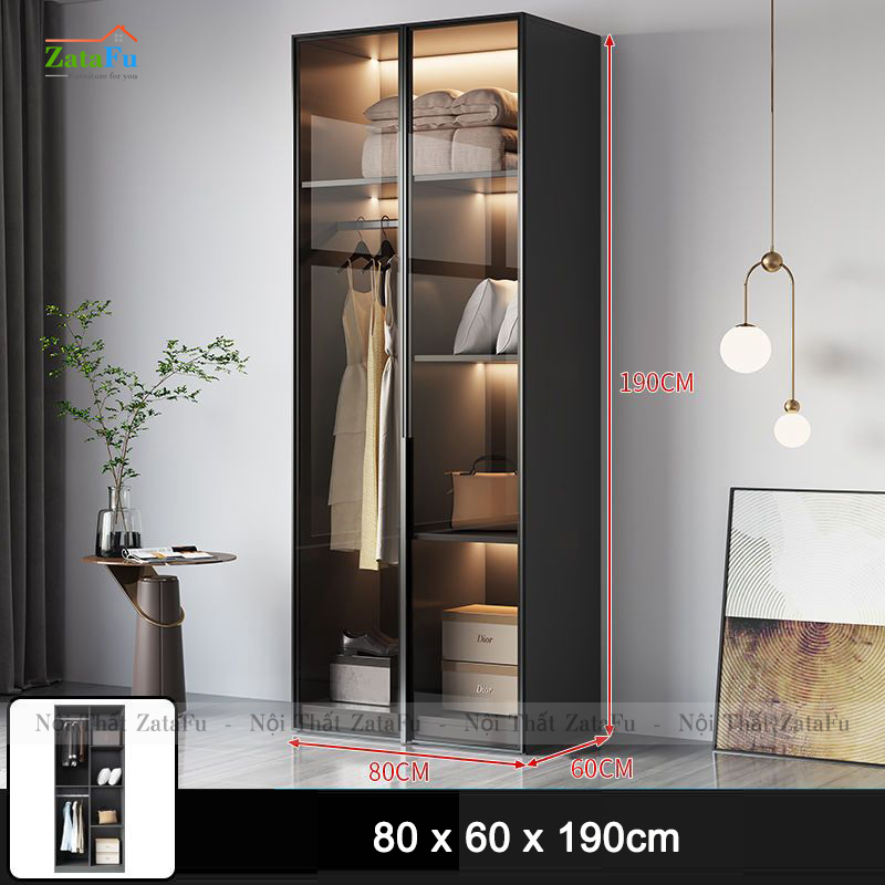 Tủ quần áo gương kết hợp đèn led sang trọng cho không gian phòng ngủ TQA-32
