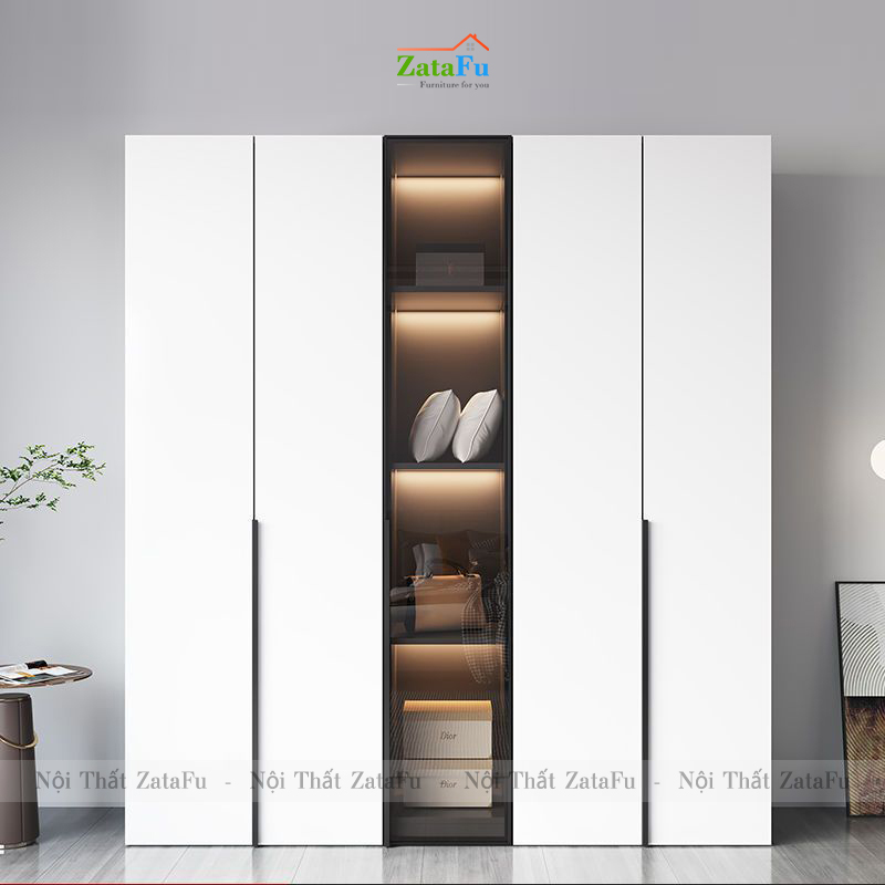 Tủ quần áo gương kết hợp đèn led sang trọng cho không gian phòng ngủ TQA-32