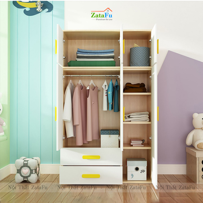 Tủ quần áo , tủ lưu trữ đồ dùng đơn giản cho bé TQA-55