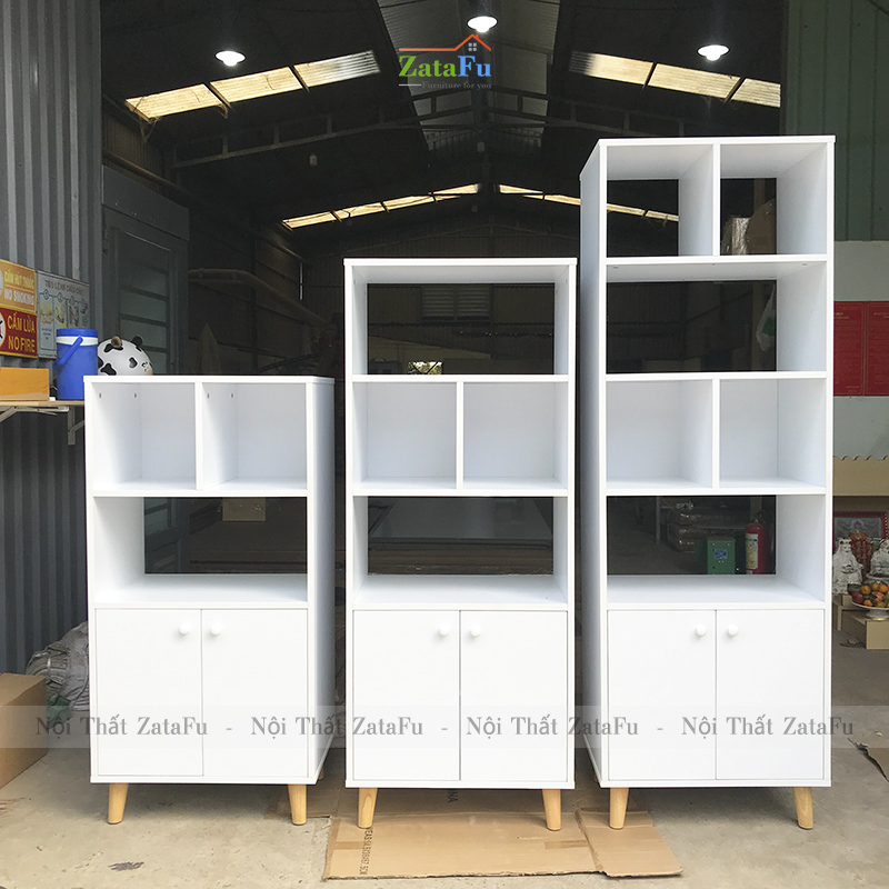 Tủ Sách Chân Gỗ Trang Trí KTT-24