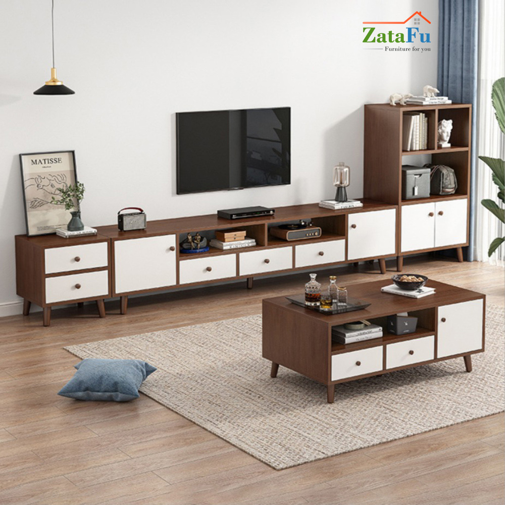 Kệ để tivi phòng khách chân gỗ KTV-03