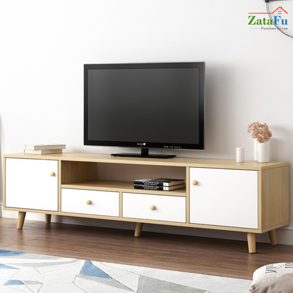 Kệ để tivi phòng khách chân gỗ KTV-03