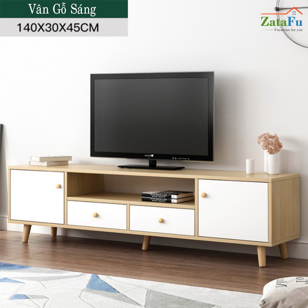 Kệ để tivi phòng khách chân gỗ KTV-03