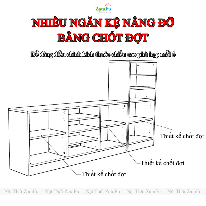Kệ Tủ TiVi Phòng Khách Hiện Đại Gỗ MDF Phủ Melamine KTV-51 ZataFu