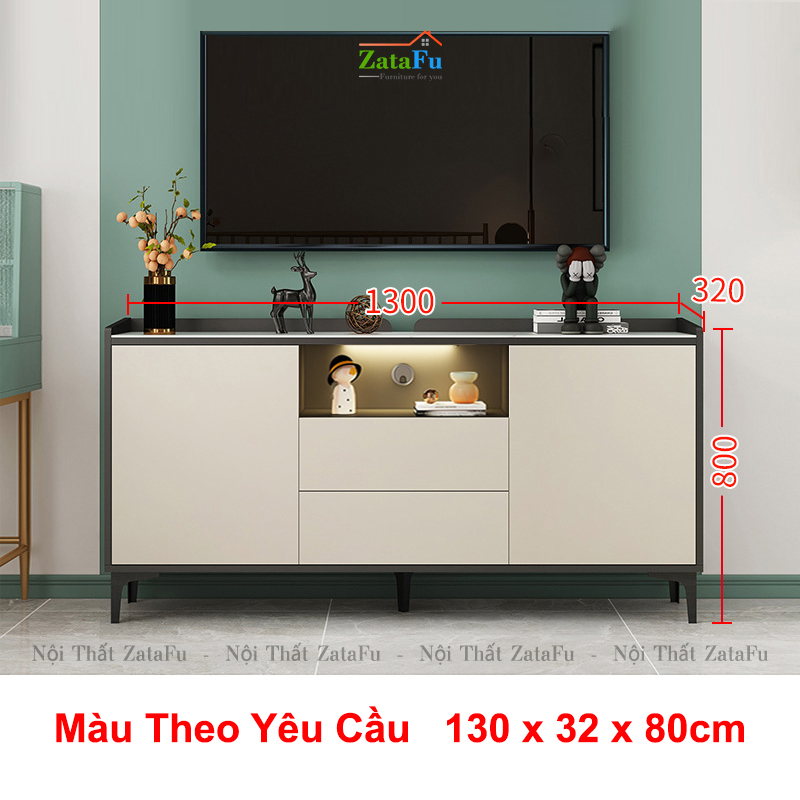 Tủ trang trí phòng khách tủ tivi chân sắt đèn LED hiện đại TUTT-38