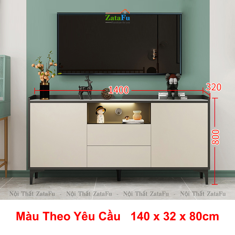 Tủ trang trí phòng khách tủ tivi chân sắt đèn LED hiện đại TUTT-38