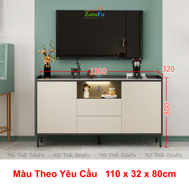 Tủ trang trí phòng khách tủ tivi chân sắt đèn LED hiện đại TUTT-38