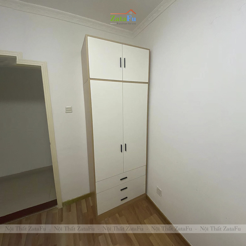 Tủ Treo Quần Áo Gỗ 2 Cánh Loại Lớn Ván 17mm Tích Hợp 3 Ngăn Kéo TQA-70