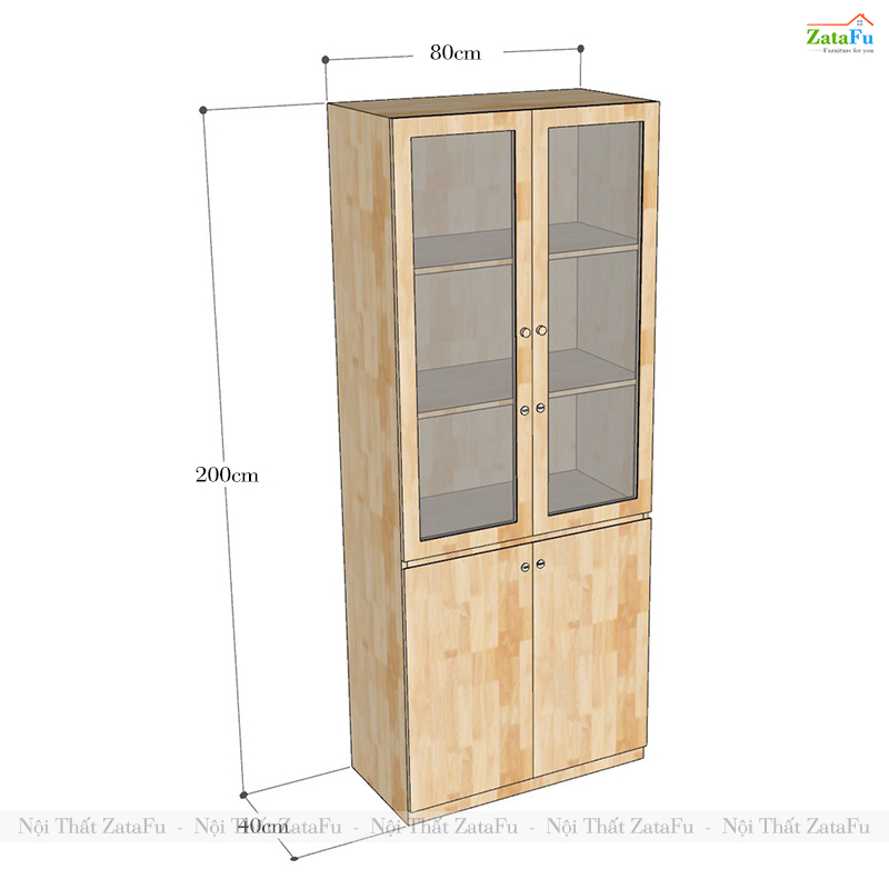 Tủ Trang Trí Tủ Đựng Hồ Sơ Tài Liệu Có Kính Hiện Đại Sử Dụng Gỗ MDF 17mm TUTT-70 ZataFu