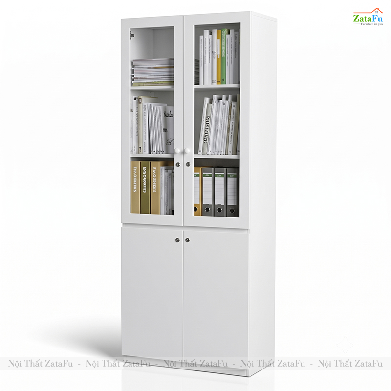 Tủ Trang Trí Tủ Đựng Hồ Sơ Tài Liệu Có Kính Hiện Đại Sử Dụng Gỗ MDF 17mm TUTT-70 ZataFu
