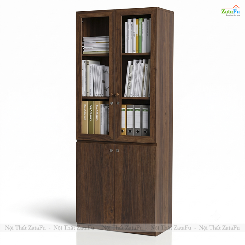 Tủ Trang Trí Tủ Đựng Hồ Sơ Tài Liệu Có Kính Hiện Đại Sử Dụng Gỗ MDF 17mm TUTT-70 ZataFu